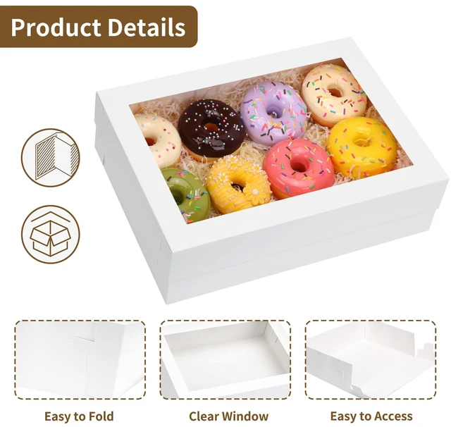 Alt view image 6 of 7 - 10pcs 14x10x4in Cake Boxes with Board, Rectangle Quarter Sheet Bakery Box Bakery Boxes with Window for Quarter Sheet Cake, Pastries, Donuts, Cookies, Cupcakes, Brownies & Pie Packaging