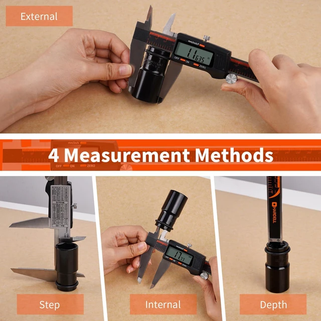 Alt view image 3 of 7 - Digital Caliper 12 Inch, Large LCD Screen Caliper Measuring Tool Auto-Off Feature Electronic Vernier Caliper, Inch/MM/Fraction,Digital Ruler for 3D Printing/Jewelers/Woodworkers