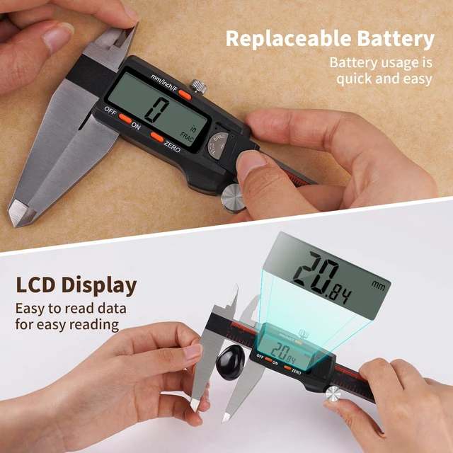 Alt view image 5 of 7 - Digital Caliper 12 Inch, Large LCD Screen Caliper Measuring Tool Auto-Off Feature Electronic Vernier Caliper, Inch/MM/Fraction,Digital Ruler for 3D Printing/Jewelers/Woodworkers
