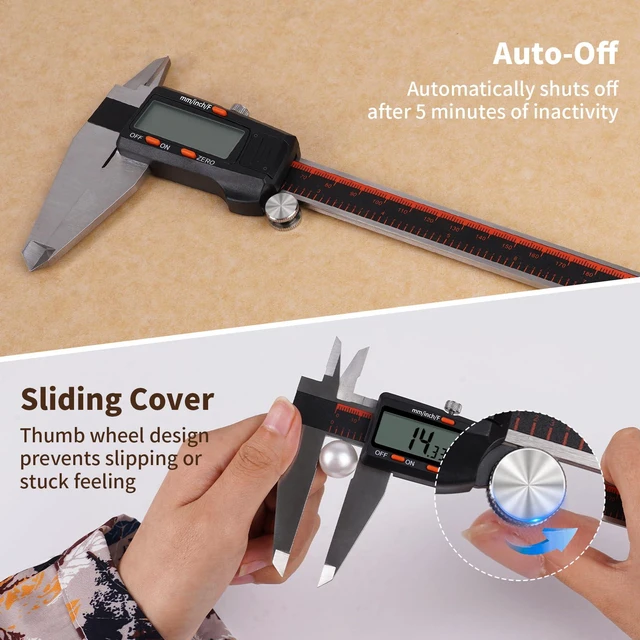 Alt view image 6 of 7 - Digital Caliper 12 Inch, Large LCD Screen Caliper Measuring Tool Auto-Off Feature Electronic Vernier Caliper, Inch/MM/Fraction,Digital Ruler for 3D Printing/Jewelers/Woodworkers