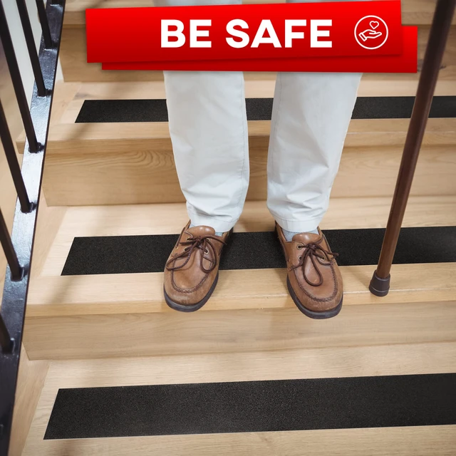 Alt view image 6 of 7 - Grip Tape - Heavy Duty Anti Slip Tape for Stairs Outdoor/Indoor Waterproof 4Inch x 35Ft Safety Non Skid Roll for Stair Steps Ramp Traction Tread Staircases Grips Adhesive Non Slip Strips Walk Black