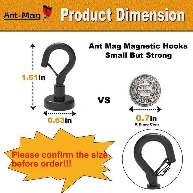 Alt view image 2 of 6 - Magnetic Hooks Heavy Duty 22LBS Strong Magnet Snap Hooks 16 Pack Great Hanging for Refrigerator Cruise Cabin Grill Wreath Kitchen Office No Drilling Secure Hold Black