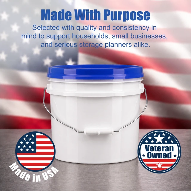 Alt view image 7 of 7 - 3.5 Gallon Bucket, Food-Grade w/Lid, BPA-Free, Blue, 1 Pack Airtight Gamma Seal Screw-On Lid, Heavy-Duty 90 Mil HDPE Plastic, Food Safe and Durable Container, Bulk Storage, Made in USA
