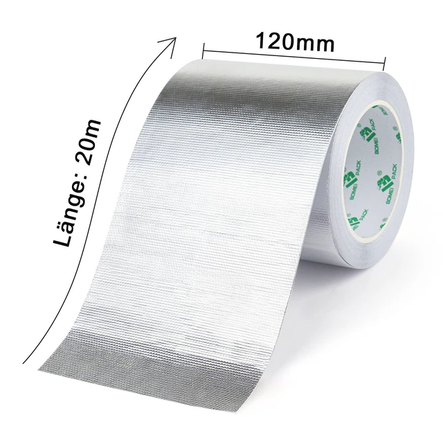 Alt view image 2 of 7 - Adhesive Aluminum Foil Heat Shield Tape 1 Pack 5 inch x 66ft, Barrier Fiberglass Thermal Insulation Reflective Material High Temp Protectionn