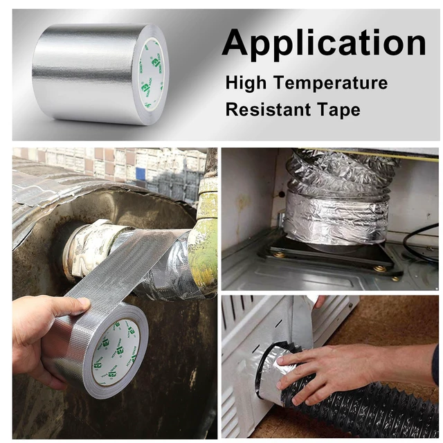Alt view image 5 of 7 - Adhesive Aluminum Foil Heat Shield Tape 1 Pack 5 inch x 66ft, Barrier Fiberglass Thermal Insulation Reflective Material High Temp Protectionn