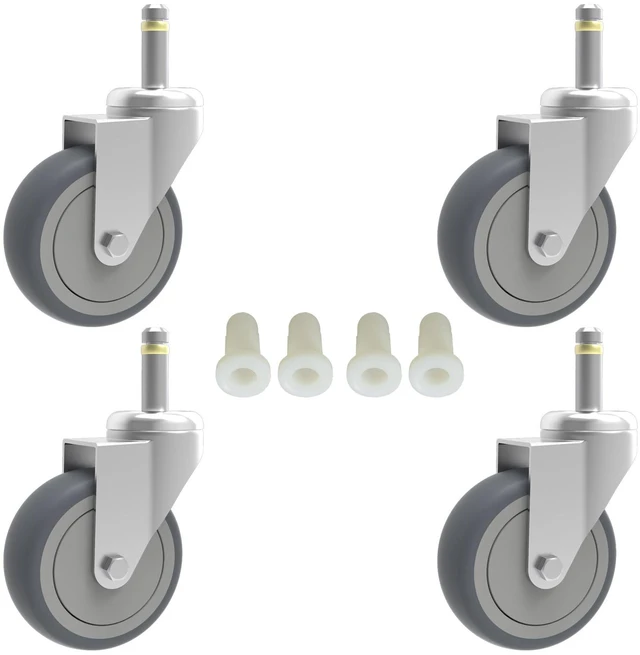 Main image of 3-Inch Swivel Stem Caster, 7/16-Inch Stem Diameter Rubber Wheel, Heavy Duty TPR Replacement Wheels for Rubbermaid Mop Bucket Cart Grill Casters - 4 Pack
