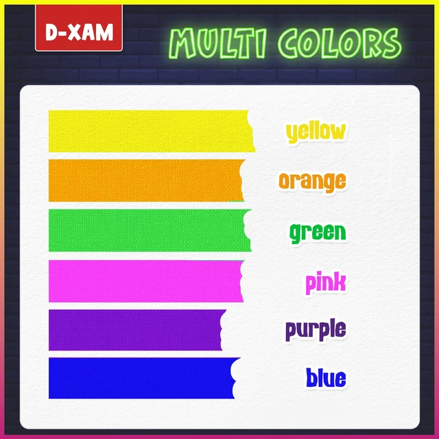 Alt view image 5 of 7 - 6-Pack Neon Gaffer Tape - 0.6 or 1 inch UV Blacklight Reactive Glow in The Dark Tape, Best for Parties, Dance Floors, Theaters & DIY Projects - 6 Vibrant Colors (0.6 inch x 15 feet)