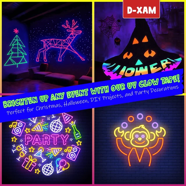 Alt view image 6 of 7 - 6-Pack Neon Gaffer Tape - 0.6 or 1 inch UV Blacklight Reactive Glow in The Dark Tape, Best for Parties, Dance Floors, Theaters & DIY Projects - 6 Vibrant Colors (0.6 inch x 35 feet)