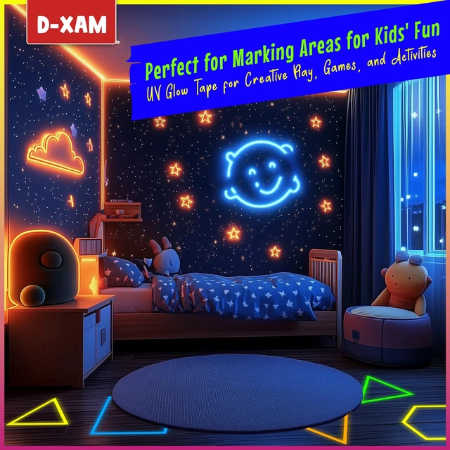 Alt view image 6 of 7 - 6-Pack Neon Gaffer Tape - 0.6 or 1 inch UV Blacklight Reactive Glow in The Dark Tape, Best for Parties, Dance Floors, Theaters & DIY Projects - 6 Vibrant Colors (0.6 inch x 15 feet)