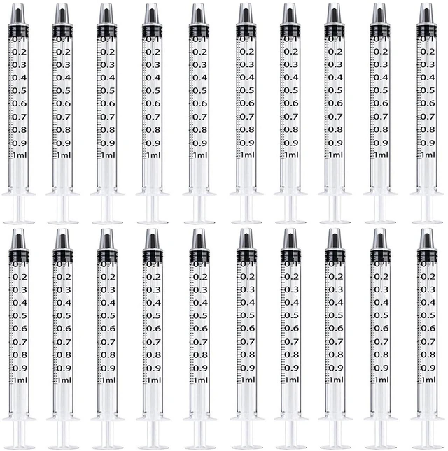 Main image of White 200 Pcs 1ml 1cc Plastic Syringe No Needle Syringe for Pets Oral For use in Oil or Glue Applicator, Measuring or Transfering Tiny Amount of Liquids