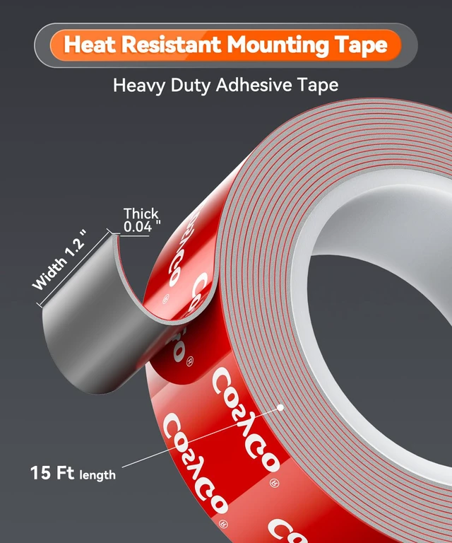 Alt view image 2 of 7 - Double Sided Tape Heavy Duty, Permanent Bond Heat Resistant 15FT 1.2In Width Super Strong Adhesion Foam Tape, Industrial Strength Waterproof Outdoor Automotive Trim Emblems Mounting Tape