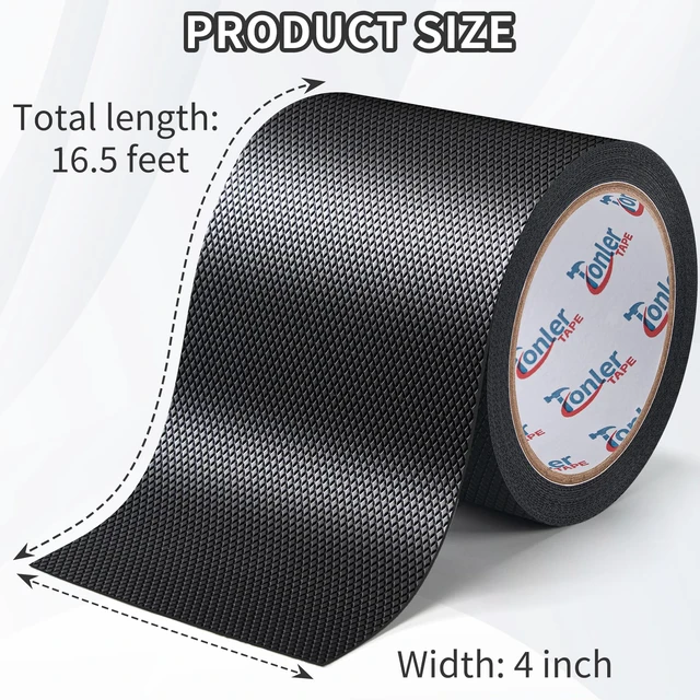 Alt view image 6 of 7 - Black Anti-Slip Rubber Grip Tape 4" x 16.5FT High Adhesive Waterproof Textured non-slip cushion pad for tool handles, heat resistant wear-proof, easy to cut for indoor outdoor use