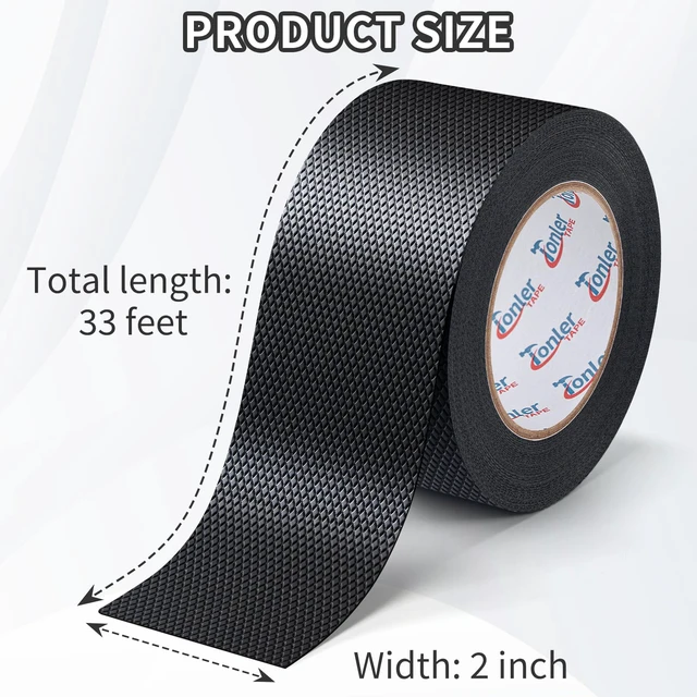 Alt view image 6 of 7 - Black Anti-Slip Rubber Grip Tape 2" x 33FT High Adhesive Waterproof Textured non-slip cushion pad for tool handles, heat resistant wear-proof, easy to cut for indoor outdoor use