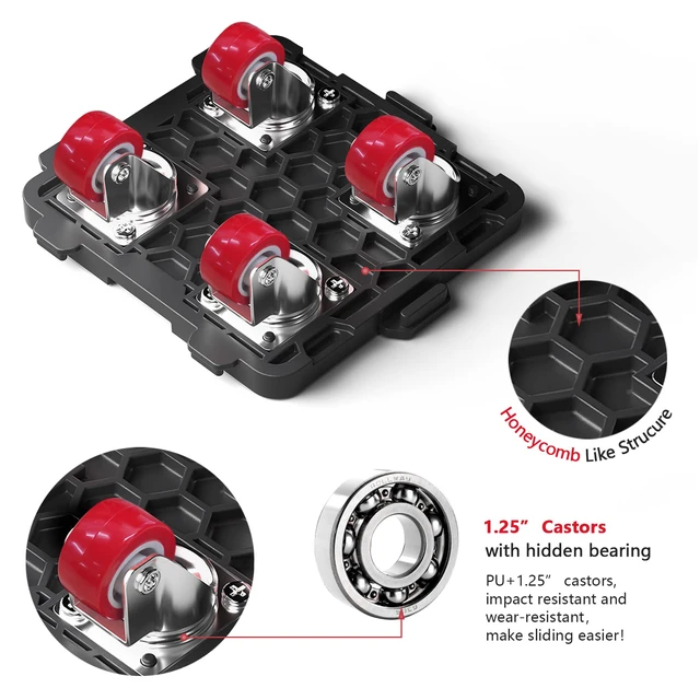 Alt view image 3 of 6 - Furniture Mover with Wheels & Aux. Lifter-Connect Dolly 360° Rotation Wheels Furniture Dolly for Moving Sliding Heavy Furniture, Appliances, 660 LB Max Load Capacity