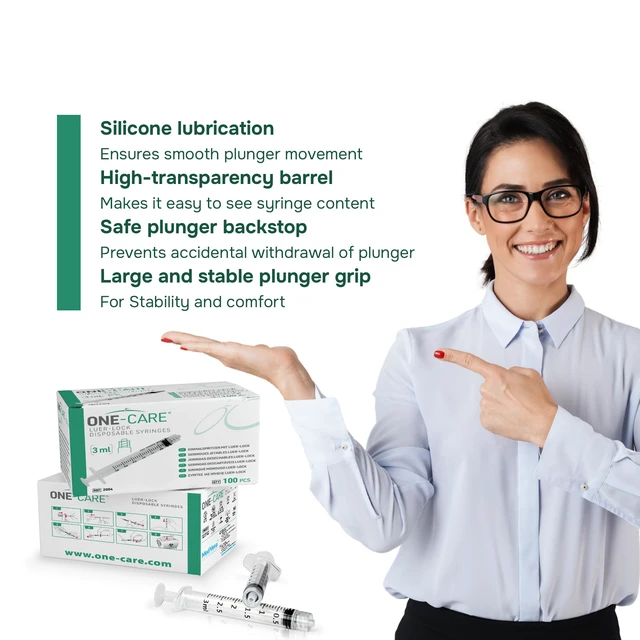 Alt view image 4 of 7 - Luer-Lock Syringe, 3 mL, 100 Count, Blister-Packed Secure Luer-Lock Tip, Precise Dosing Graduation, High-Transparency Barrel, Smooth Plunger Action