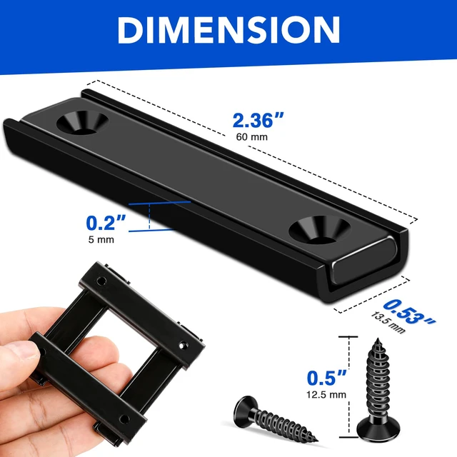 Alt view image 2 of 7 - 12 Pack Neodymium Bar Magnets 70LB Strong Rare Earth Mounting Magnet Heavy Duty Rectangular Magnet with Countersunk Hole and Steel Capsule Magnets Strips for Home Garage 2.36x0.53x0.2in
