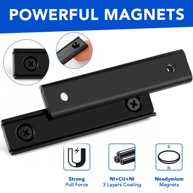 Alt view image 3 of 7 - 12 Pack Neodymium Bar Magnets 70LB Strong Rare Earth Mounting Magnet Heavy Duty Rectangular Magnet with Countersunk Hole and Steel Capsule Magnets Strips for Home Garage 2.36x0.53x0.2in