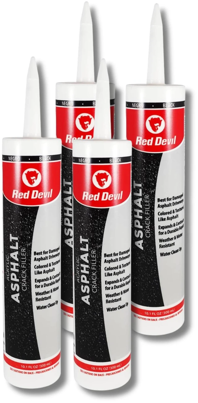 Main image of 0637 Asphalt Crack Filler Sealant Black Acrylic Driveway Sealer for Cracks & Joints, Forms a Water-Resistant Seal, 10.1 fl oz, Pack of 4, Made in USA