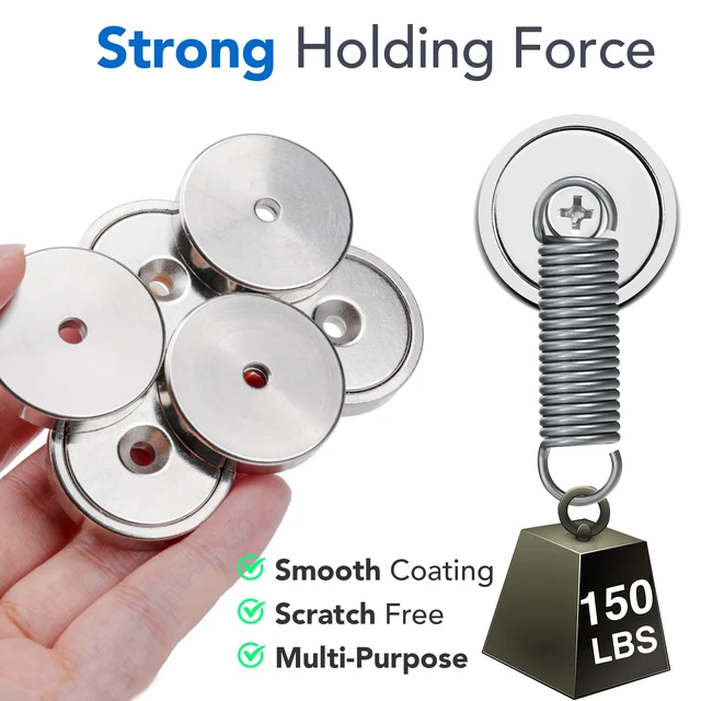 Alt view image 2 of 7 - Magnet 150LB+ Neodymium Cup with Super Strong Attraction Heavy Duty Pot Magnets with Hole for Mounting Rare Earth Magnet with Screw for Hanging Office Craft 10 Pack