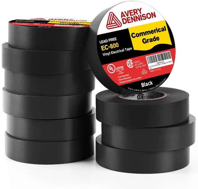 Main image of Electrical Tape, 10 Rolls Commercial Grade PVC Electric Tape, UL/CSA Listed ¾ in x 99 ft Insulating Vinyl Tape for Electrical, Repairs, Automotive and Equipment, EC-800, Black