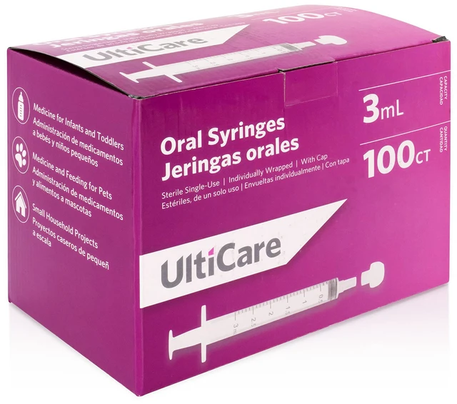 Main image of Oral Tip Syringe with Cap | 3mL 100 Count Oral Medication Delivery and Feeding | Ideal for Infants, Toddlers and Pets | Sterile, Individually Wrapped