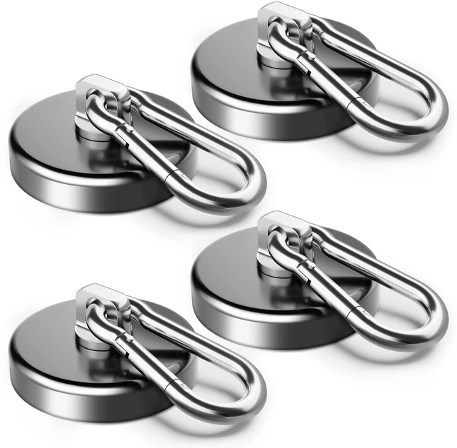 Main image of Heavy Duty Magnetic Hooks, 170 LBS Magnet Hooks for Hanging, 4 Pack Magnetic Hooks with Swivel Carabiner, Strong Magnetic Hooks for Office Locker, Workplace
