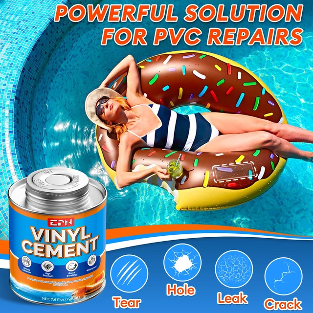 Alt view image 2 of 7 - Vinyl Cement, High-Strength Waterproof Pool Liner Repair Kit, 7.6 oz Clear Adhesive for Pool Liners, Inflatables, Air Mattresses, Tents, Tarps, Kayaks and Other PVC and Vinyl Repairs