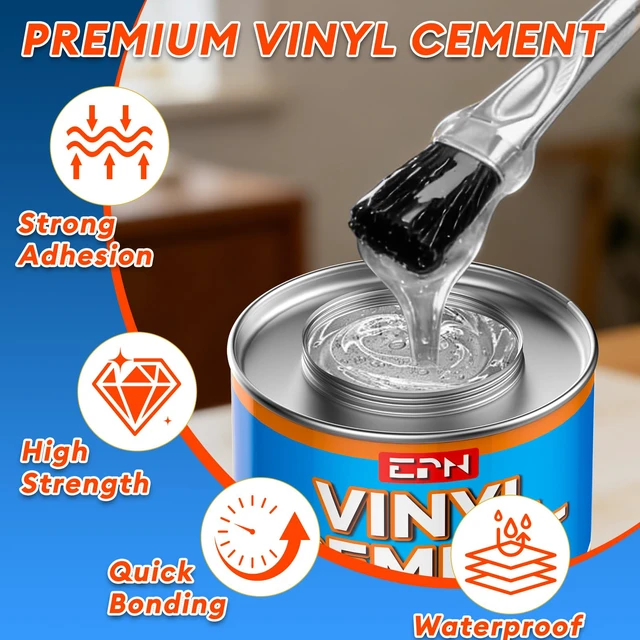 Alt view image 3 of 7 - Vinyl Cement, High-Strength Waterproof Pool Liner Repair Kit, 7.6 oz Clear Adhesive for Pool Liners, Inflatables, Air Mattresses, Tents, Tarps, Kayaks and Other PVC and Vinyl Repairs