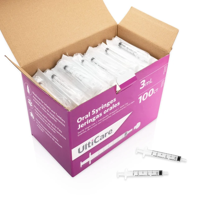 Alt view image 3 of 7 - Oral Tip Syringe with Cap | 3mL 100 Count Oral Medication Delivery and Feeding | Ideal for Infants, Toddlers and Pets | Sterile, Individually Wrapped