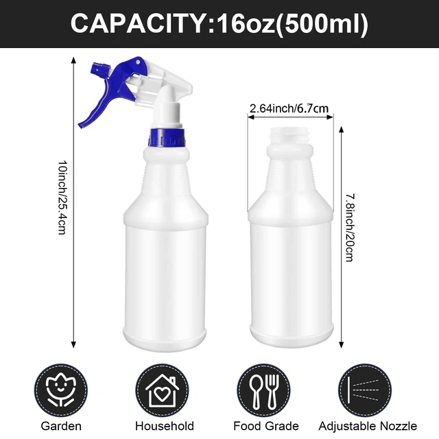 Alt view image 2 of 7 - 12 Pcs 16 Oz Plastic Spray Bottles Reusable adjustable sprayers for water, cleaners, plants and household tasks; bulk pack for home or commercial use