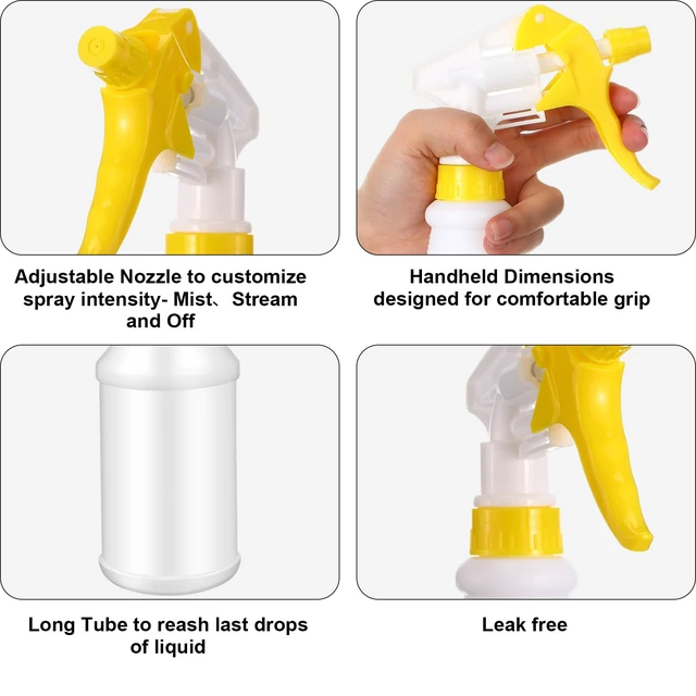 Alt view image 3 of 7 - 12 Pcs 16 Oz Plastic Spray Bottles Reusable adjustable sprayers for water, cleaners, plants and household tasks; bulk pack for home or commercial use