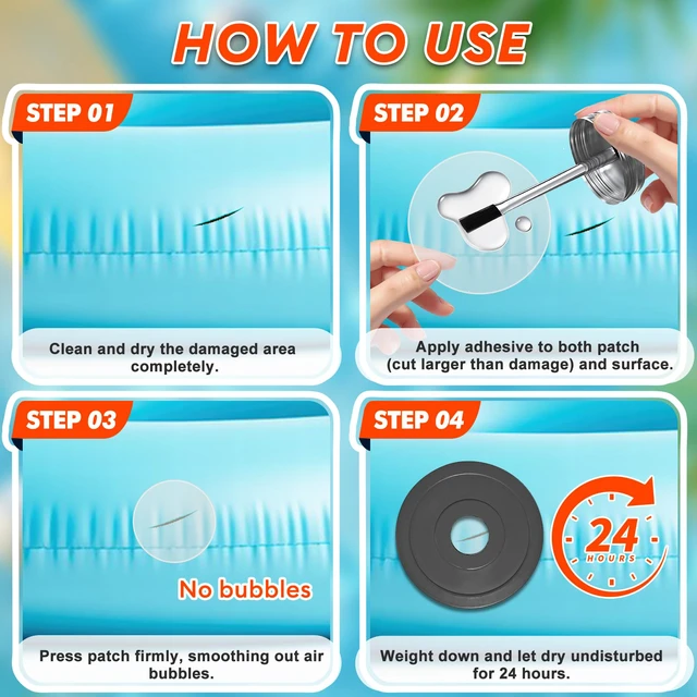 Alt view image 5 of 7 - Vinyl Cement, High-Strength Waterproof Pool Liner Repair Kit, 7.6 oz Clear Adhesive for Pool Liners, Inflatables, Air Mattresses, Tents, Tarps, Kayaks and Other PVC and Vinyl Repairs