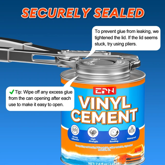 Alt view image 7 of 7 - Vinyl Cement, High-Strength Waterproof Pool Liner Repair Kit, 7.6 oz Clear Adhesive for Pool Liners, Inflatables, Air Mattresses, Tents, Tarps, Kayaks and Other PVC and Vinyl Repairs