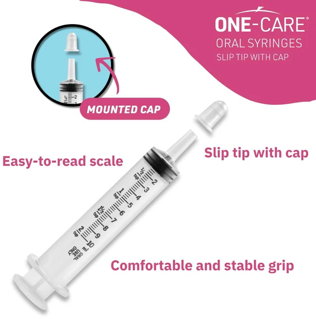 Alt view image 2 of 7 - Pack of 200, 10ml Oral Syringe with Cap, Latex-free, 100 Oral Dispensers - 10ml, Prolonged Slip Tip, Uses include oral administration of medicine for infants, adults and animals