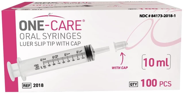 Alt view image 7 of 7 - Pack of 200, 10ml Oral Syringe with Cap, Latex-free, 100 Oral Dispensers - 10ml, Prolonged Slip Tip, Uses include oral administration of medicine for infants, adults and animals