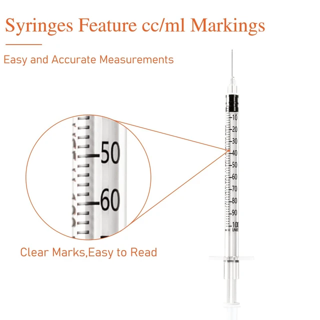 Alt view image 5 of 7 - Syringes U-100 1ml 29G 0.5in/13mm, Pack of 100 Comfortable & Accurate Dosing