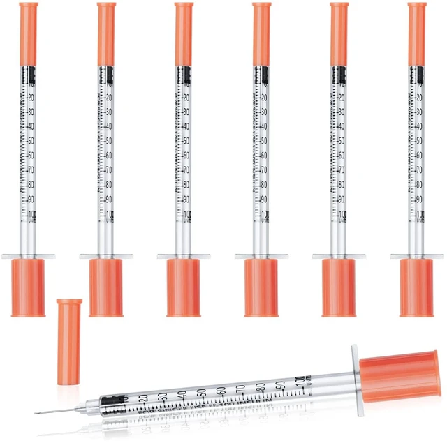 Main image of 1ml U-100 Syringe with Needle, 31G 1cc 5/16-Inch (8mm), Pack of 100 Lab Measuring Supplies,Individually Wrapped