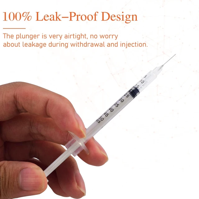Alt view image 5 of 6 - 1ml U-100 Syringe with Needle, 31G 1cc 5/16-Inch (8mm), Pack of 100 Lab Measuring Supplies,Individually Wrapped