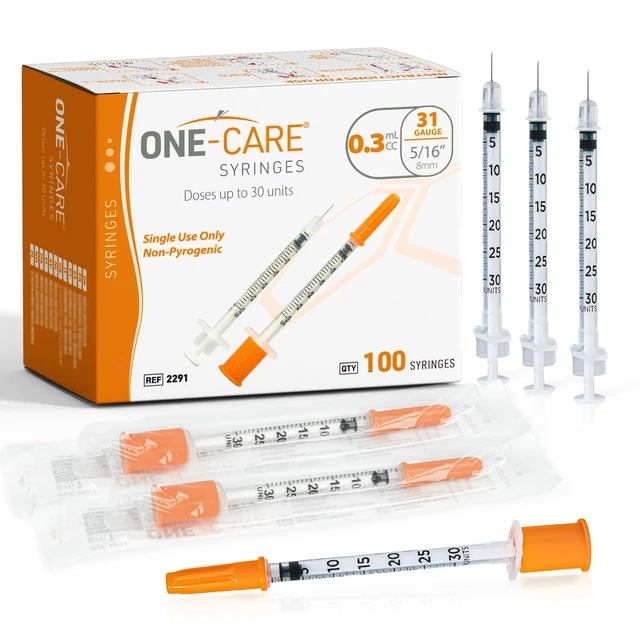 Main image of Syringe 0.3 ml/cc, 31G x 5/16" (8mm), Orange Cap, 100pcs/bx Fine Tip, Home & Lab Use, Clear Barrel, Bold Scale, Smooth Plunger Movement & back-end stopper, Leak-Proof Design