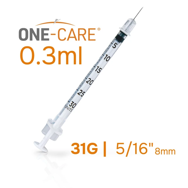 Alt view image 2 of 7 - Syringe 0.3 ml/cc, 31G x 5/16" (8mm), Orange Cap, 100pcs/bx Fine Tip, Home & Lab Use, Clear Barrel, Bold Scale, Smooth Plunger Movement & back-end stopper, Leak-Proof Design
