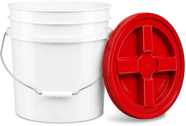 Main image of 3.5 Gallon Bucket, Food-Grade w/Lid, BPA-Free, Red, 1 Pack Airtight Gamma Seal Screw-On Lid, Heavy-Duty 90 Mil HDPE Plastic, Food Safe and Durable Container, Bulk Storage, Made in USA