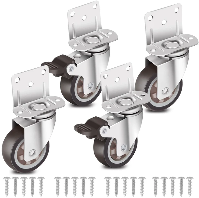 Main image of Side Mount Casters 2 Inch L-Shaped Small Rubber Caster Set of 4, Ball Bearing 360 Degree Plate Swivel Castors Wheel 600 LBS, Casters Wheels for Furniture, Baby Bed, Kitchen, Cabinet, Table