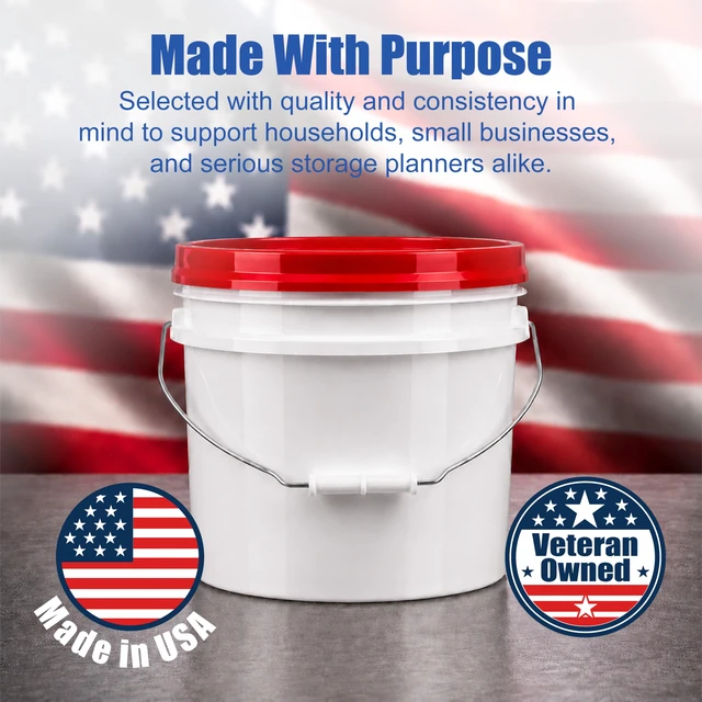 Alt view image 7 of 7 - 3.5 Gallon Bucket, Food-Grade w/Lid, BPA-Free, Red, 1 Pack Airtight Gamma Seal Screw-On Lid, Heavy-Duty 90 Mil HDPE Plastic, Food Safe and Durable Container, Bulk Storage, Made in USA