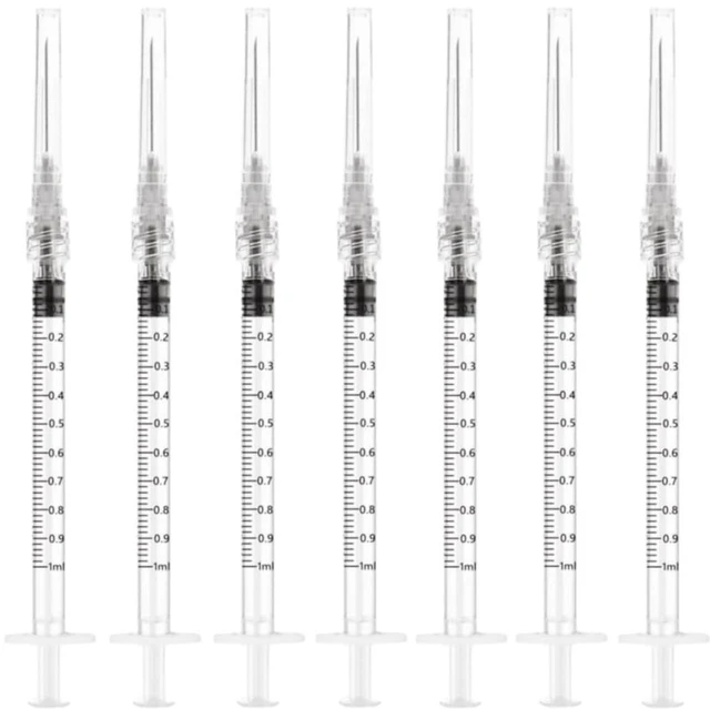 Main image of 50 Pack Luer Lock 1ml 27Ga - 1 Inch Sample Measuring Syringe Lab Supplies, Individually Sealed Wrapped