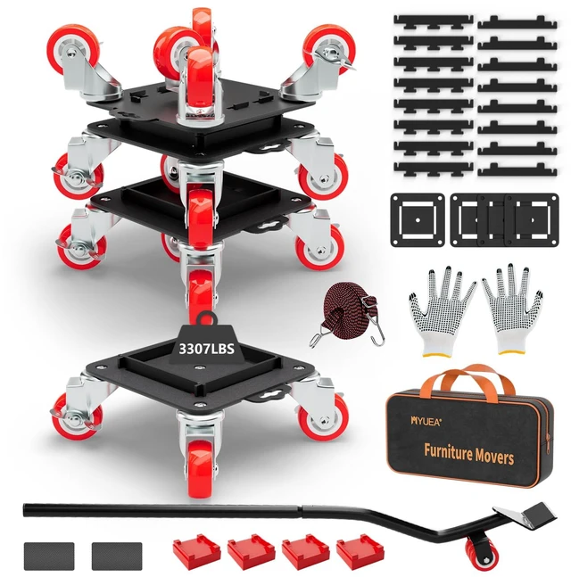 Main image of Furniture Dolly 5 Wheels Heavy Duty with Removable Side Guards,3307 Lbs Capacity,360° Rotating Wheels & Side Brake,Furniture Movers Lifter Tool with Wheels for Appliances,Sofas,Beds,Pianos