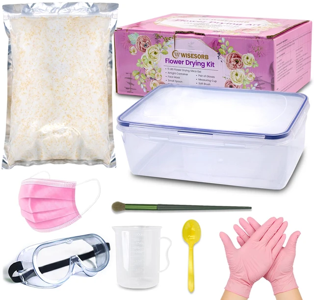 Main image of 5lbs Silica Gel Flower Drying, Reusable Flower Preservation Kits, Silica Sand Flower Drying Kits with Airtight Container, Gloves, Brush, Safety Goggles for DIY Wedding Bouquet Preservation