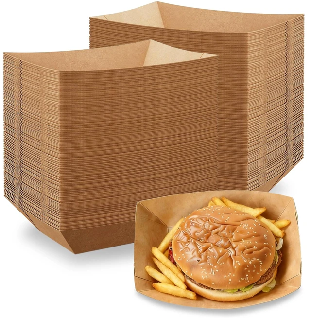 Main image of 250 Pack 3lb Paper Food Boats - Grease-Resistant Food Trays,Heavy-Duty Food Trays Disposable for Hot Dog,Hamburger,Sandwiches,Nacho,Fries,Onion Rings or Other Snacks