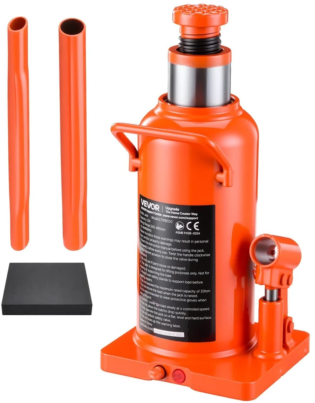 Main image of Hydraulic Bottle Jack 20 Ton (44092.5 lbs) 9.65"-18.31" Lifting Range For Construction Vehicle, Heavy-Duty Truck, Bus, Auto Repair and House Lift, Multi-Directional Welded Jack with Long Handle