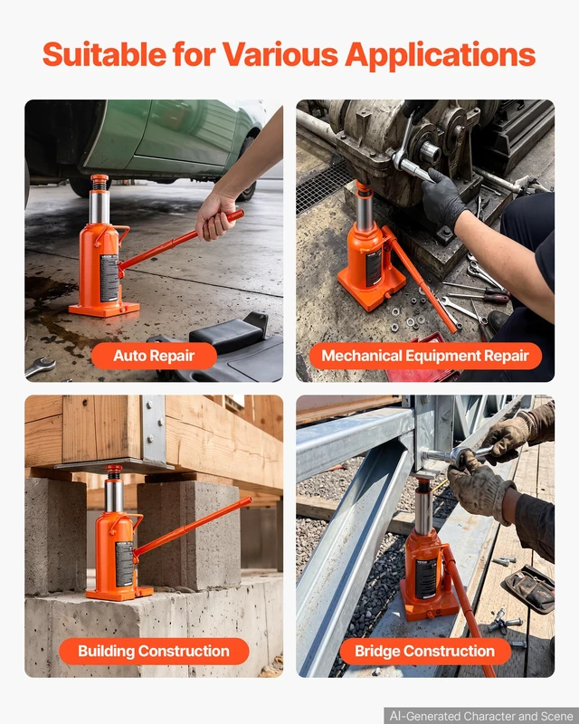 Alt view image 6 of 7 - Hydraulic Bottle Jack 20 Ton (44092.5 lbs) 9.65"-18.31" Lifting Range For Construction Vehicle, Heavy-Duty Truck, Bus, Auto Repair and House Lift, Multi-Directional Welded Jack with Long Handle