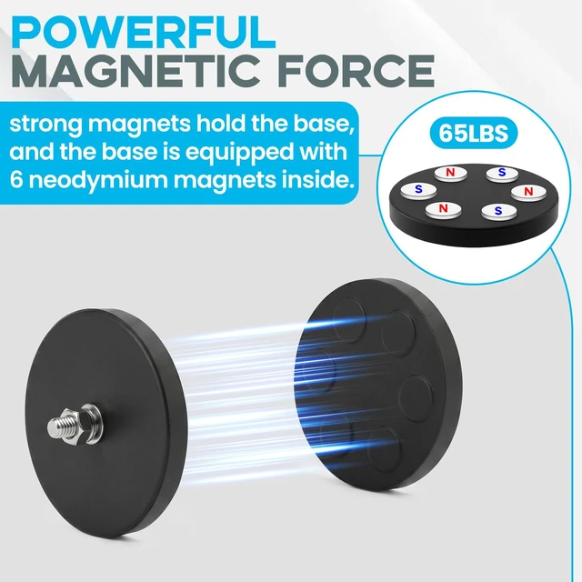 Alt view image 4 of 7 - 12PCS Strong Rubber Coated Mounting Magnets with M6 Threaded,65LBS Anti-Scratch Mounting Magnet Magnetic Non-Slip Strong Magnet for Lighting Bar, Additional Mirrors and Camera